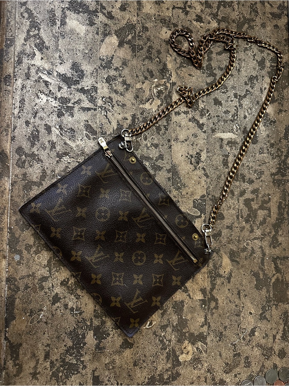 Louis Vuitton Monogram Canvas Crossbody Bag - Dark Brown with Gold Hardware